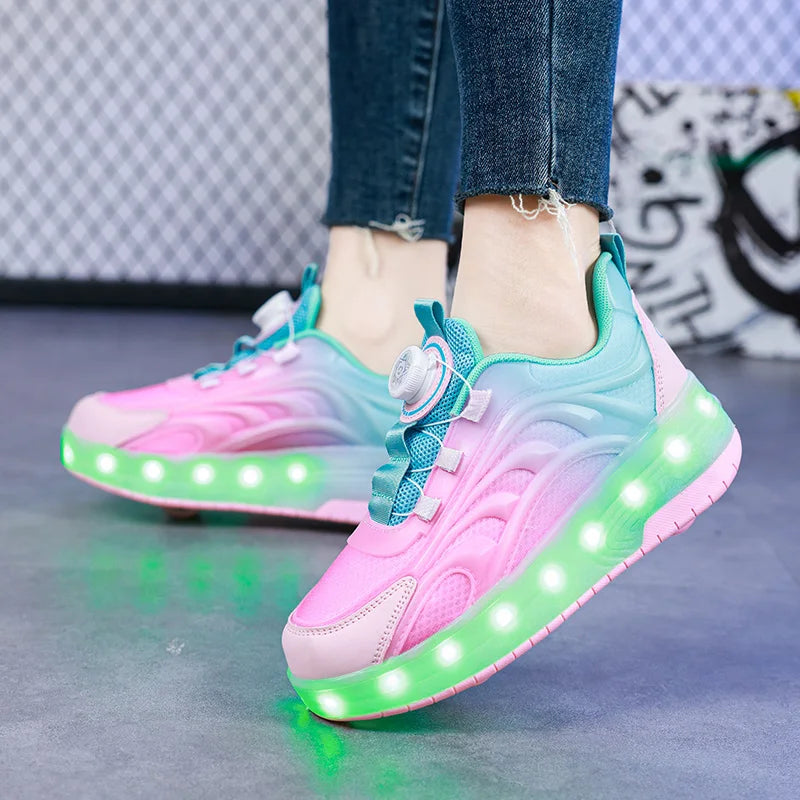 Two Wheels Children's Led Light Roller Skate Shoes For Kids Boys Girls Glowing Sports Luminous Sneakers Skateboard USB Charging Viralgem Store