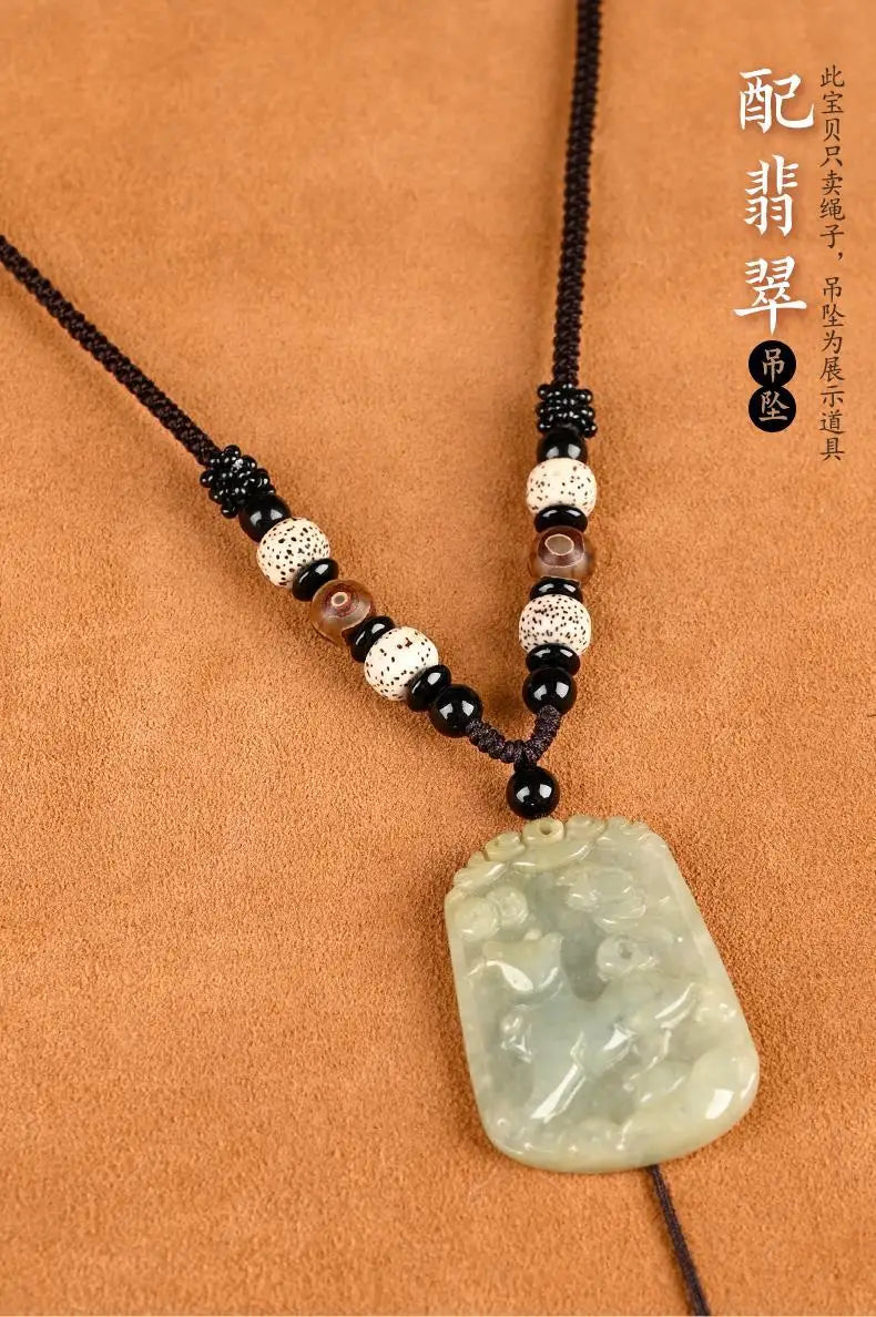 Xingyue Bodhi Seed Necklace for Men and Women Handmade Woven Braided Rope Pendant Lanyard Jade Pei Gold Pendant Matching Rope