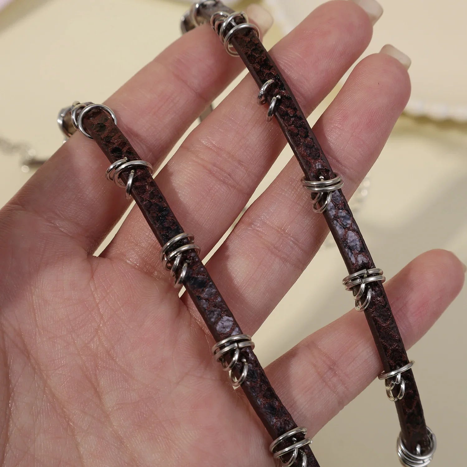 Vintage Chain Necklace for Women Fashion Y2K Punk Pu Leather Choker Collar Chain Jewelry Goth Cool Stuff Couple Accessories Viralgem Store