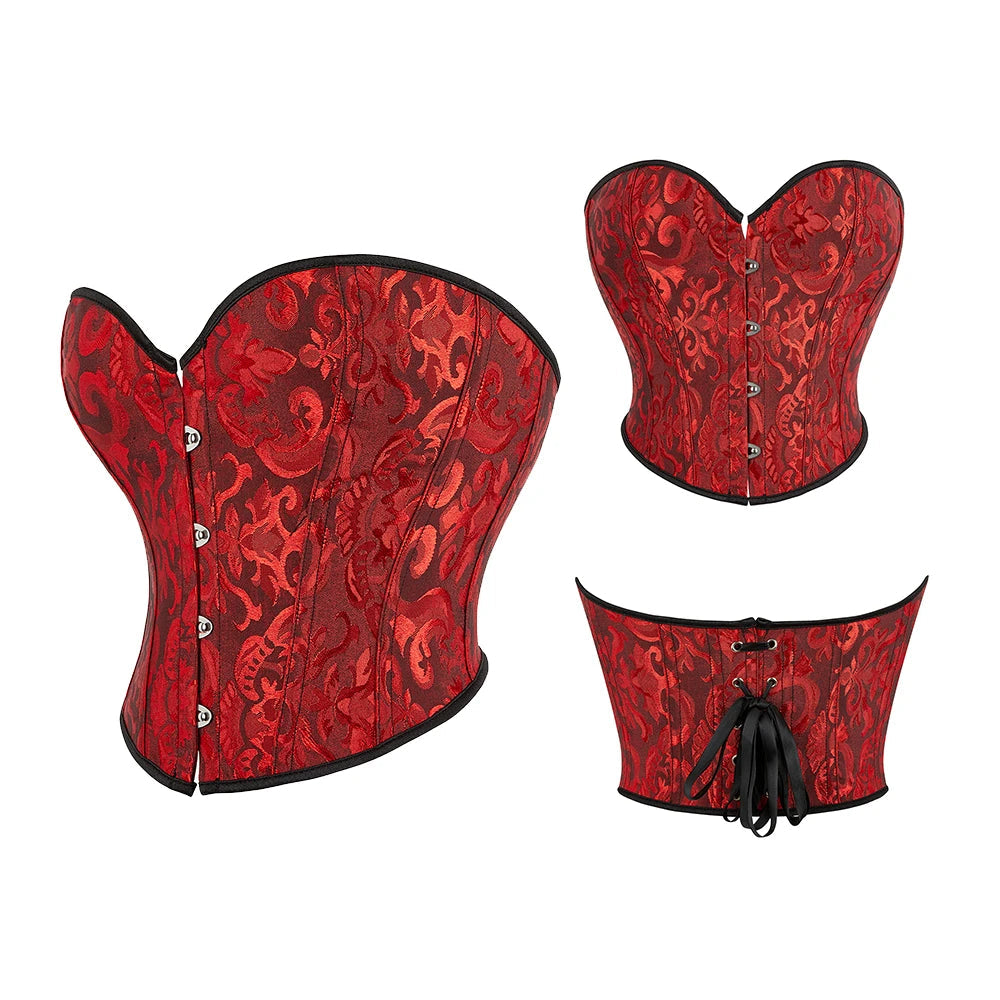 Women Steampunk Corset Bustier Overbust Lingerie Sexy Corselet Lace Up Plus Size Brocade Crop Tops Vest Female Gothic Costume Viralgem Store