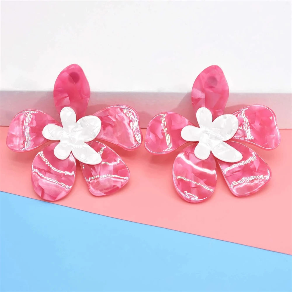 Acrylic Fashion Big Flower Pendant Earrings Double Layer Flowers Women's Earrings for Women 2023 New Party Jewelry Gifts