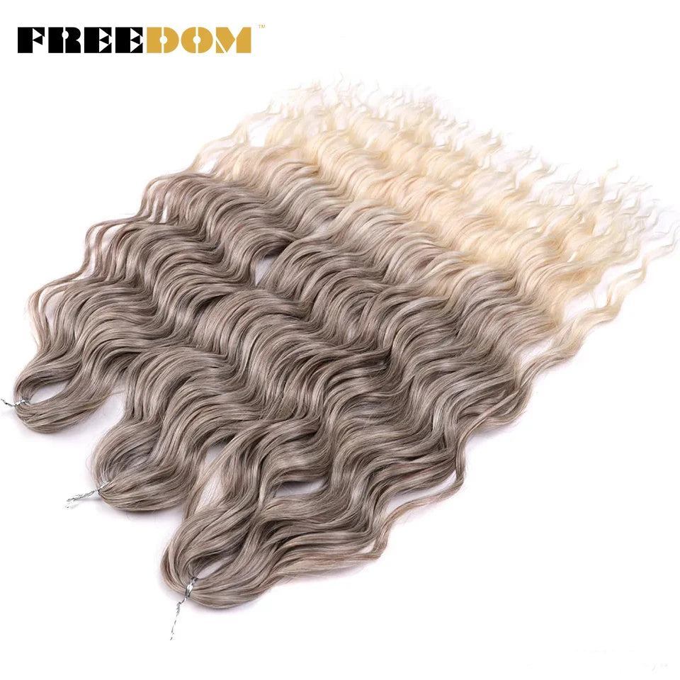 Synthetic Loose Deep Wave Braiding Hair Extensions 24 Inch Deep Curly Twist Crochet Braid Hair Ombre Blonde Brown Anna Hair