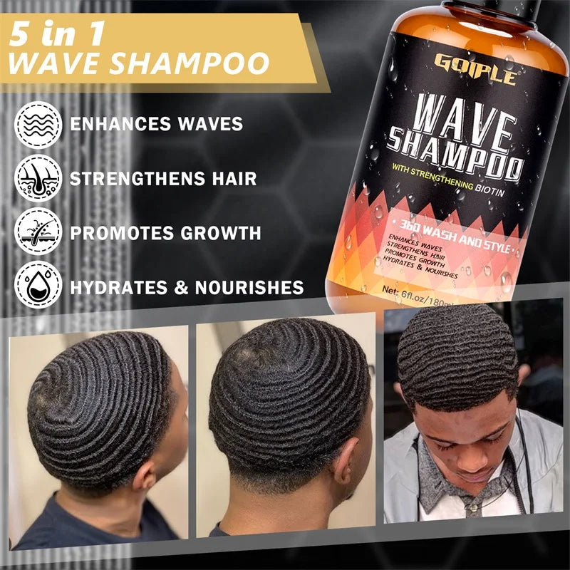 Wave shampoo Kit for Men Anti-frizz Wax Cream Layered Styling Hair Pomade Deep Clean Care Product with Hair Brush and Pirate Hat Viralgem Store
