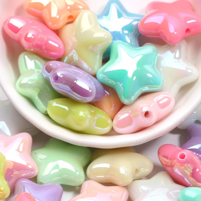 10pcs 20mm Shiny ABS Star Beads Pentagram Acrylic Spacer Beads For Jewelry Making DIY Bracelet Necklace Phone Chain Handicrafts