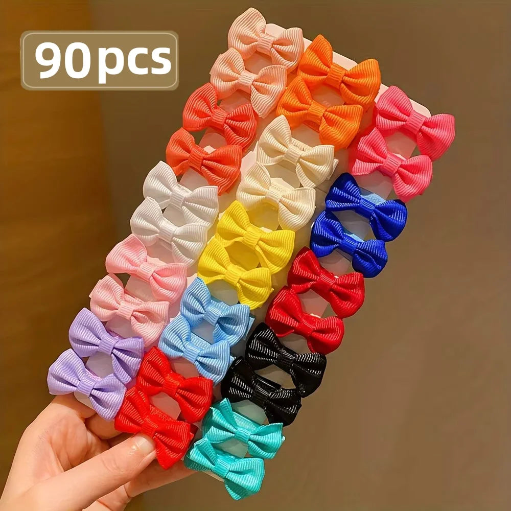 30/90Pcs Cute Dopamine Color Fabric Hairpins for Little Girls Cute Bow Hair Accessories