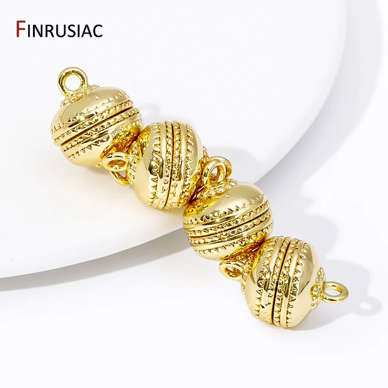 18K Gold Plated Brass Round Strong Magnetic Clasps Connector Buckle Hook Clasps For DIY Bracelets Necklaces Making Accessories Viralgem Store