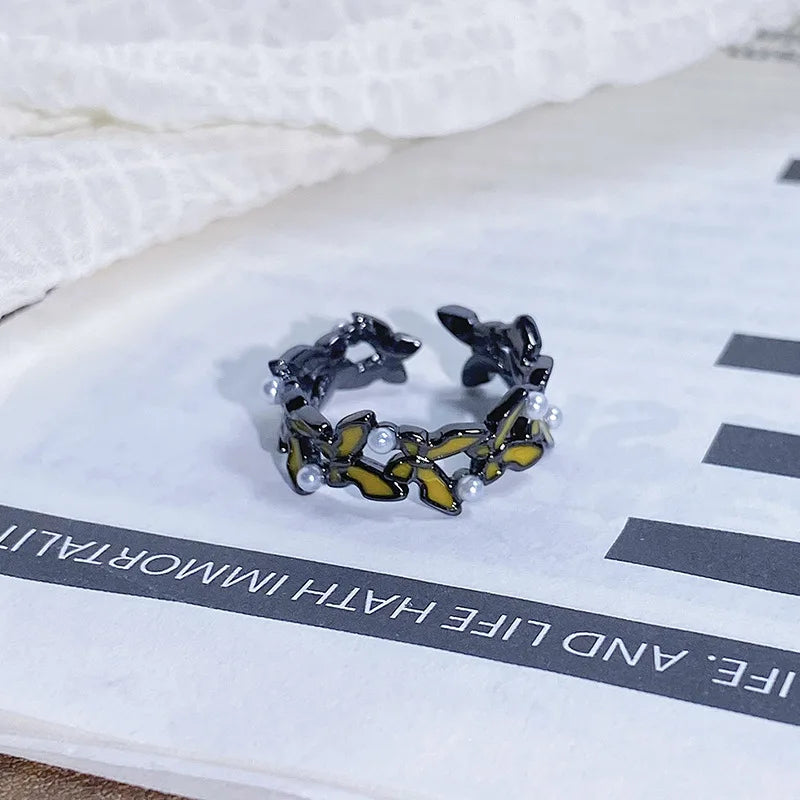 2025 Dark Gothic Irregular Zircon Adjustable Unisex Ring