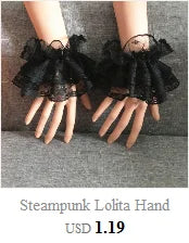 Steampunk Lolita Hand Sleeve Wrist Cuffs Ruffled Floral Lace Elastic Bracelet XX9D Viralgem Store