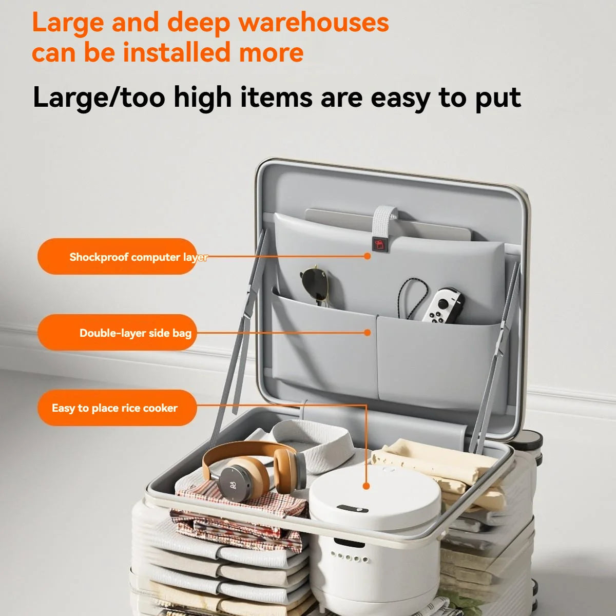 A multi-functional small deep-compartment front-opening suitcase for both men and women, an 18-inch travel bag for boarding Viralgem Store