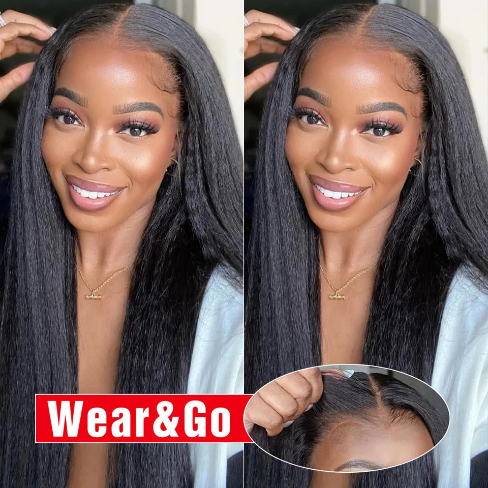 Yaki Kinky Straight Human Hair Wigs Glueless Wig 100% Human Hair Ready To Wear Preplucked HD Lace Wigs For Women Pre Cut No Glue Viralgem Store