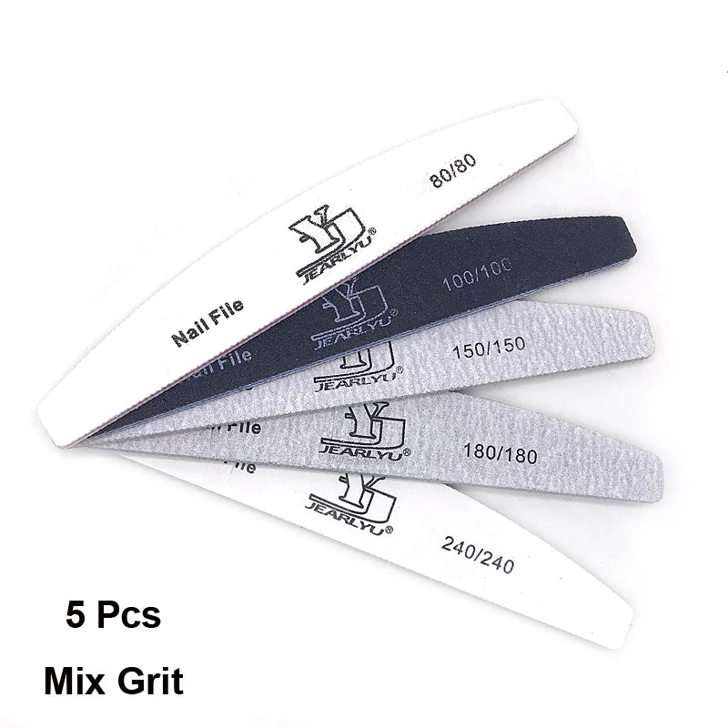 5Pcs/Lot Nail File Mix Color Limas 80/100/150/180/240 Grit Professional Sandpaper Cuticle Remover Buffer Files Manicure Tool Set Viralgem Store