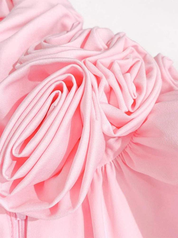 TWOTWINSTYLE Solid Appliques Folds Dresses For Women Half High Collar Flare Sleeve Tunic Long Dress Female Fashion Clothing New Viralgem Store