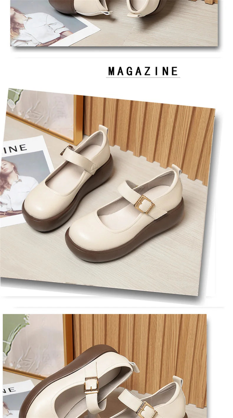 Spring Fashion Wedge Round Toe Soft Bottom Lolita Shoes Women Cute Vintage Mary Jane Shoes Chunky College Student Shoes Viralgem Store