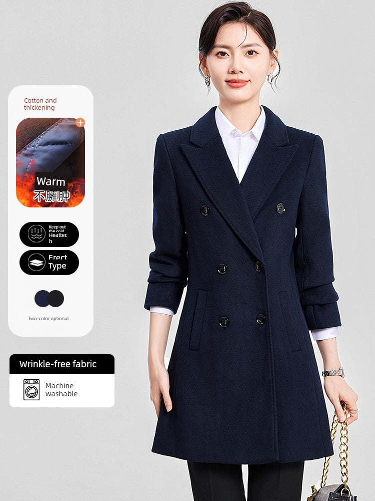 Woolen Coat Winter Thickened New Double Breasted Suit Coat Hotel Manager Work Clothes Mid Length Long Length Trench Coat Viralgem Store