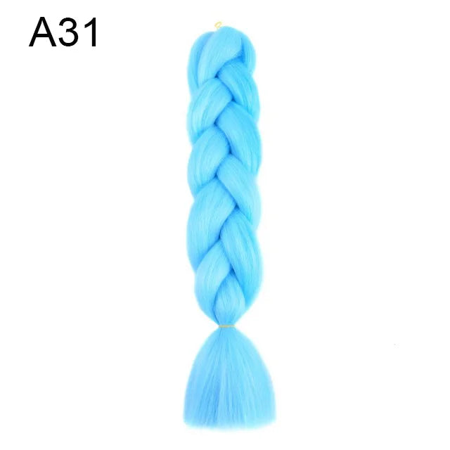24Inch Synthetic Braiding Hair Extension Ombre Color Rainbow DIY Jumbo Hair Pink Red Blue Hairstyle for Women Viralgem Store