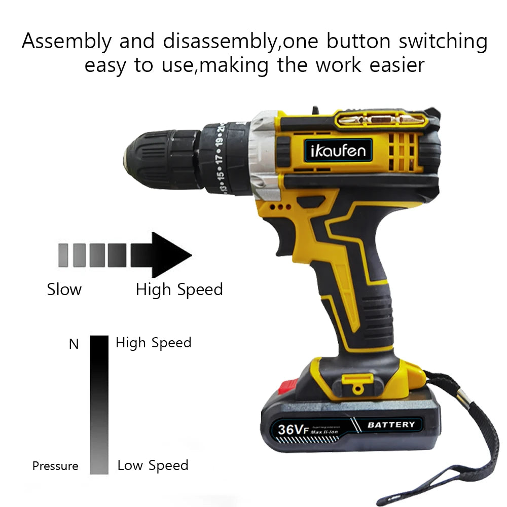 21V Cordless Drill Electric Screwdriver Mini Wireless Power Driver Lithium-Ion Battery Home DIY Cordless Drill Set