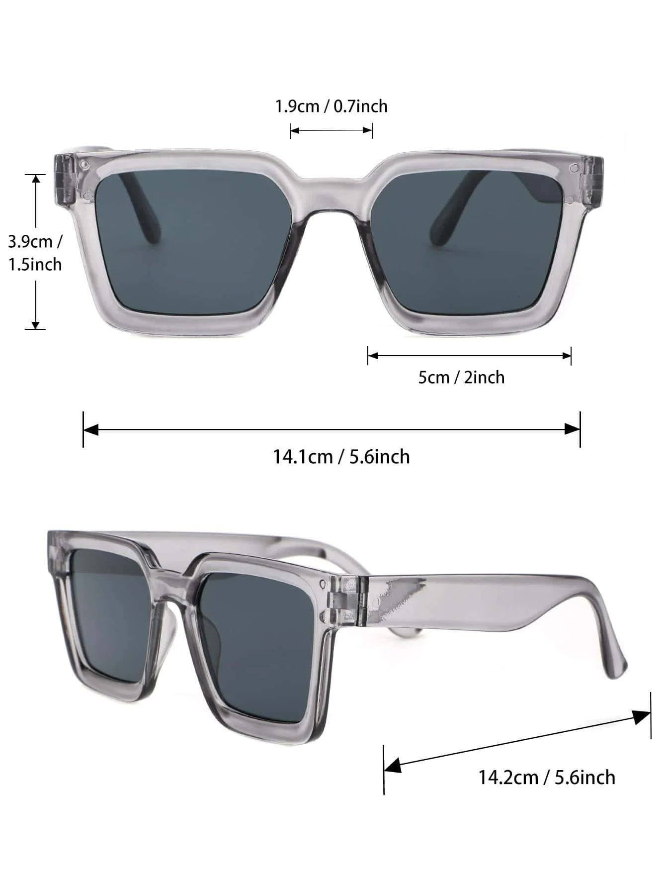 2pcs Women Men Square Frame Fashion Sunglasses For Vacation Driving UV400 Cycling Accessories