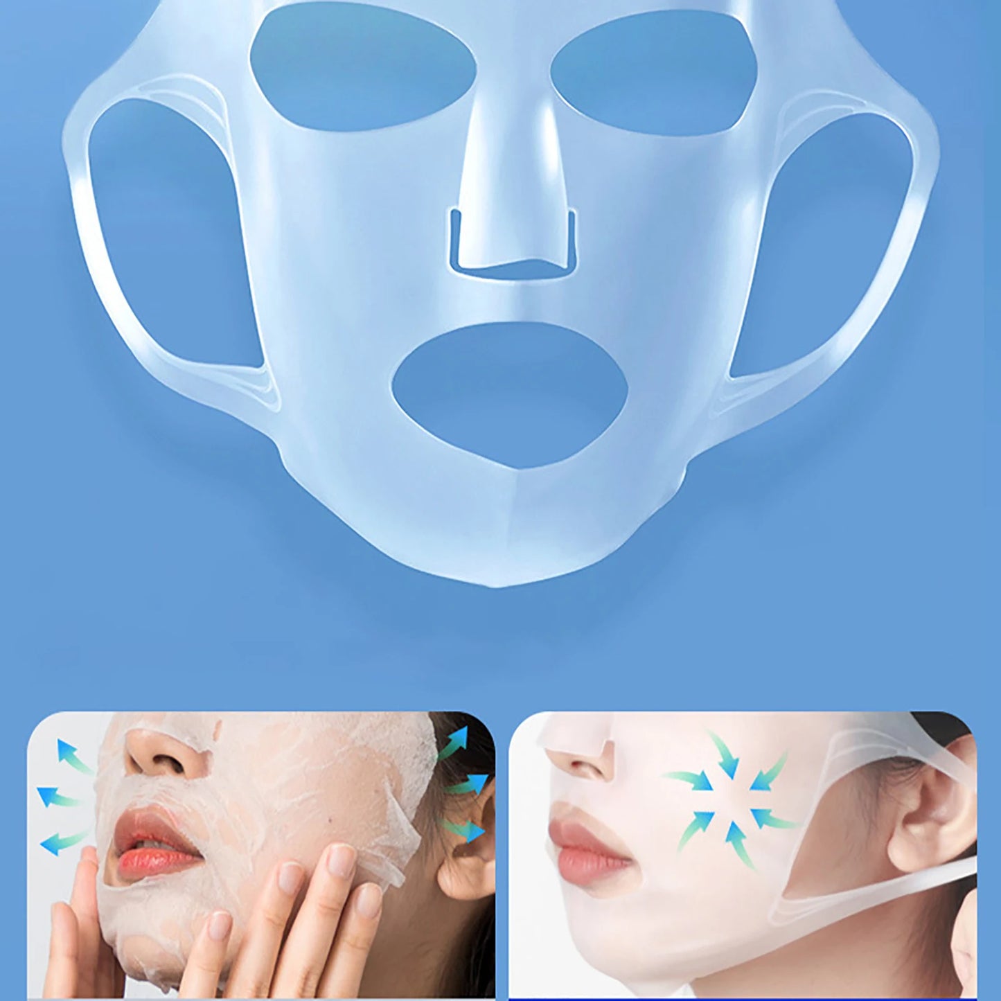 1pcs Silicone Face Mask Holder Silicone Moisturizing Facial Mask Cover Transparent Packaging Sheet Masks Beauty Face Tool