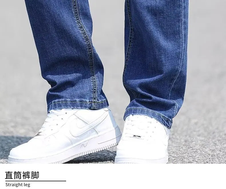 Trend in jeans men thin straight base big size casual denim long pants DN0556
