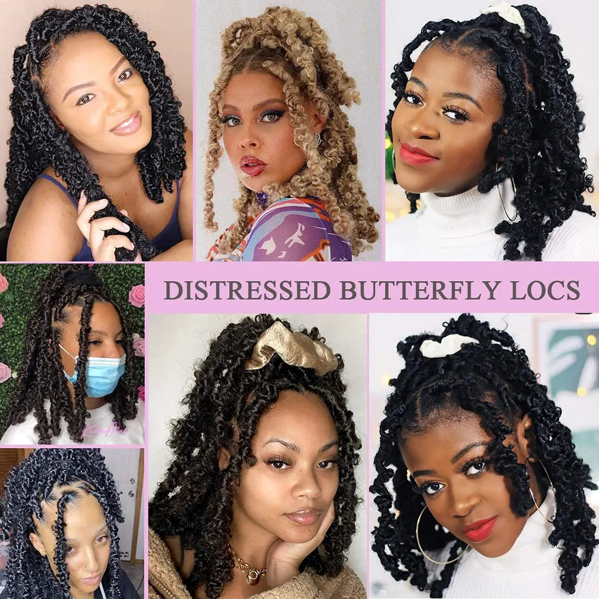 12 Inch Pre-twisted Butterfly Locs Crochet Hair Short Bob Butterfly Distressed Braids Hair Synthetic Hair