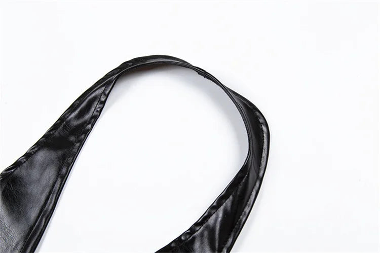 Y2K Crop Top Women Summer Black Leather Banadage Hollow Punk Style Tank Tops Vest Fashion Backless Club Party Wear Viralgem Store