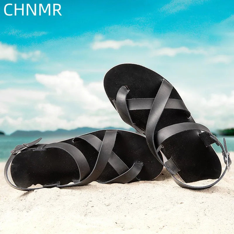 Summer Beach Sandals Men's European and American Wear-Resistant Fashion Outdoor Breathable Thick-soled Casual Shoes Indoor Rome