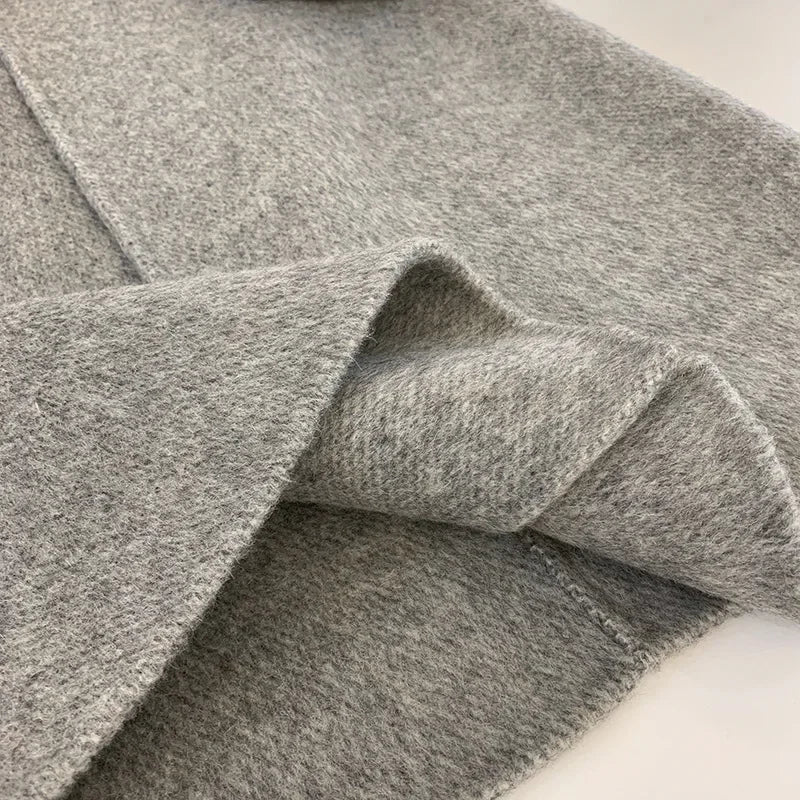 2024 Autumn Winter Wool Coat Women Double-breasted Solid Color Women's Double-sided Woolen Belt Coats Loose Warm Wool Jacket