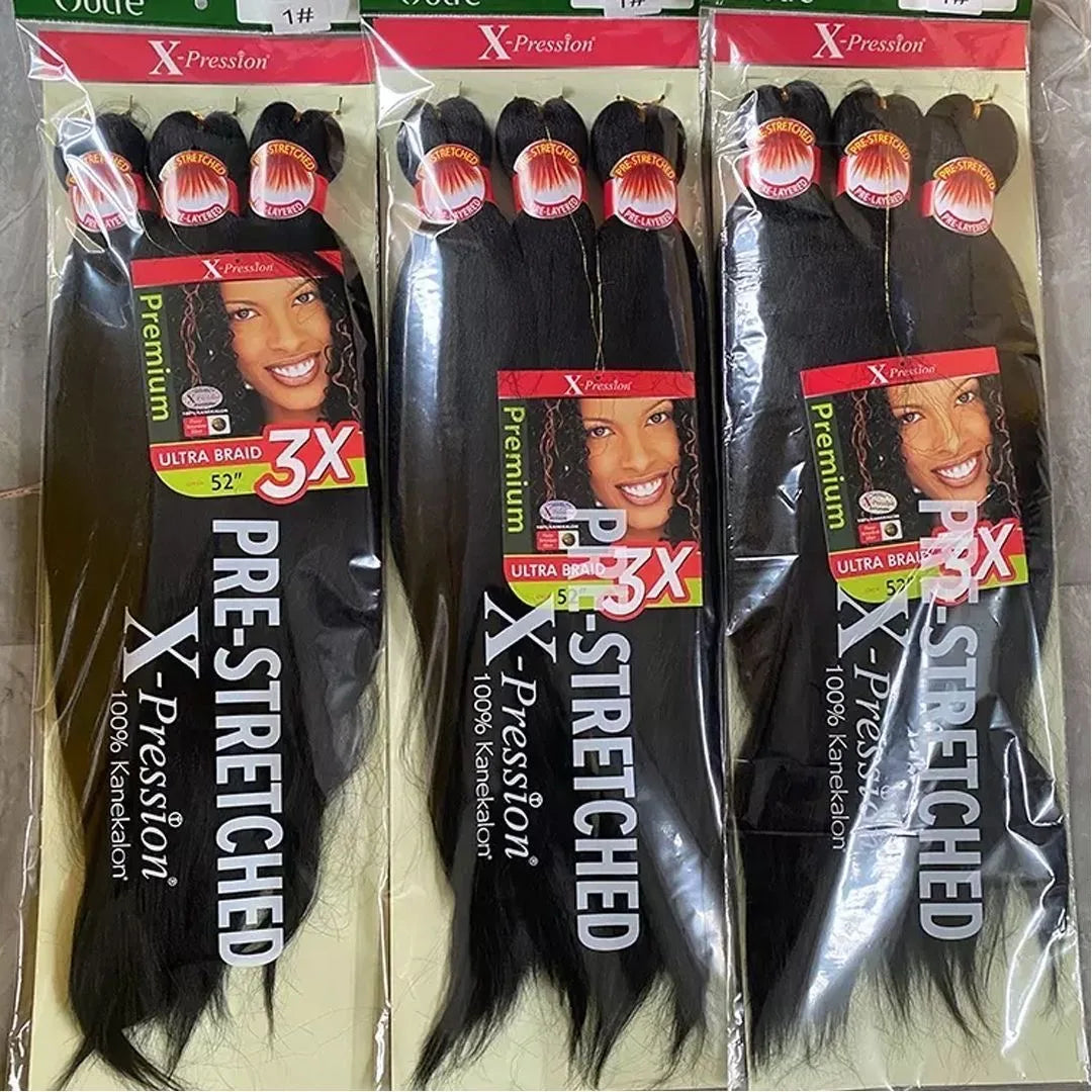 Synthetic Xpression prestretched braiding hair - 3x xpression kanekalon flame retardant smooth yaki braid - 3x x-pression Viralgem Store