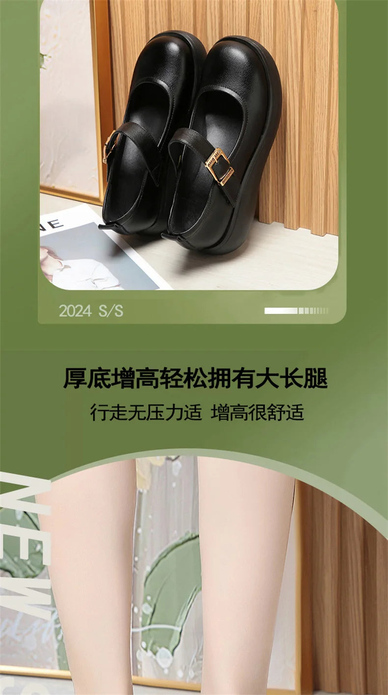 Spring Fashion Wedge Round Toe Soft Bottom Lolita Shoes Women Cute Vintage Mary Jane Shoes Chunky College Student Shoes Viralgem Store