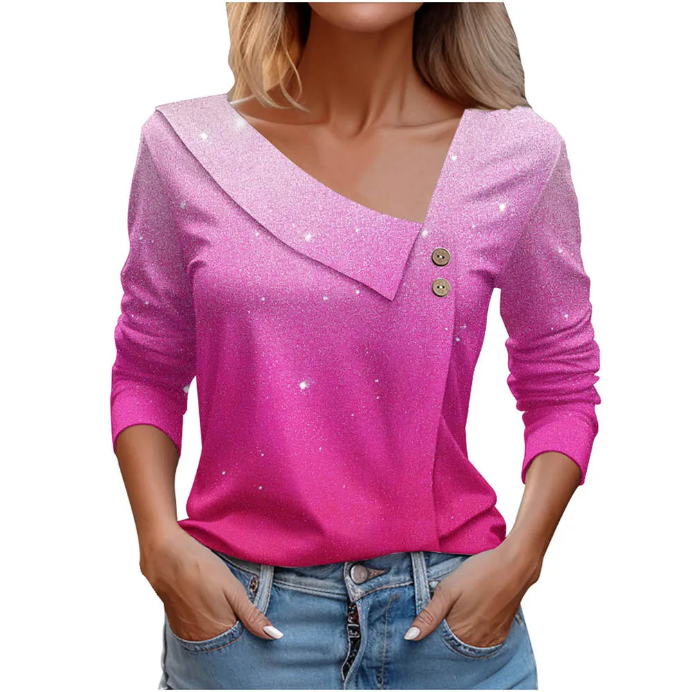 T Shirt For Women Fashion Long Sleeve Top White Floral Print Shirts And Blouses Autumn Winter Clothes For Women 2024 Viralgem Store