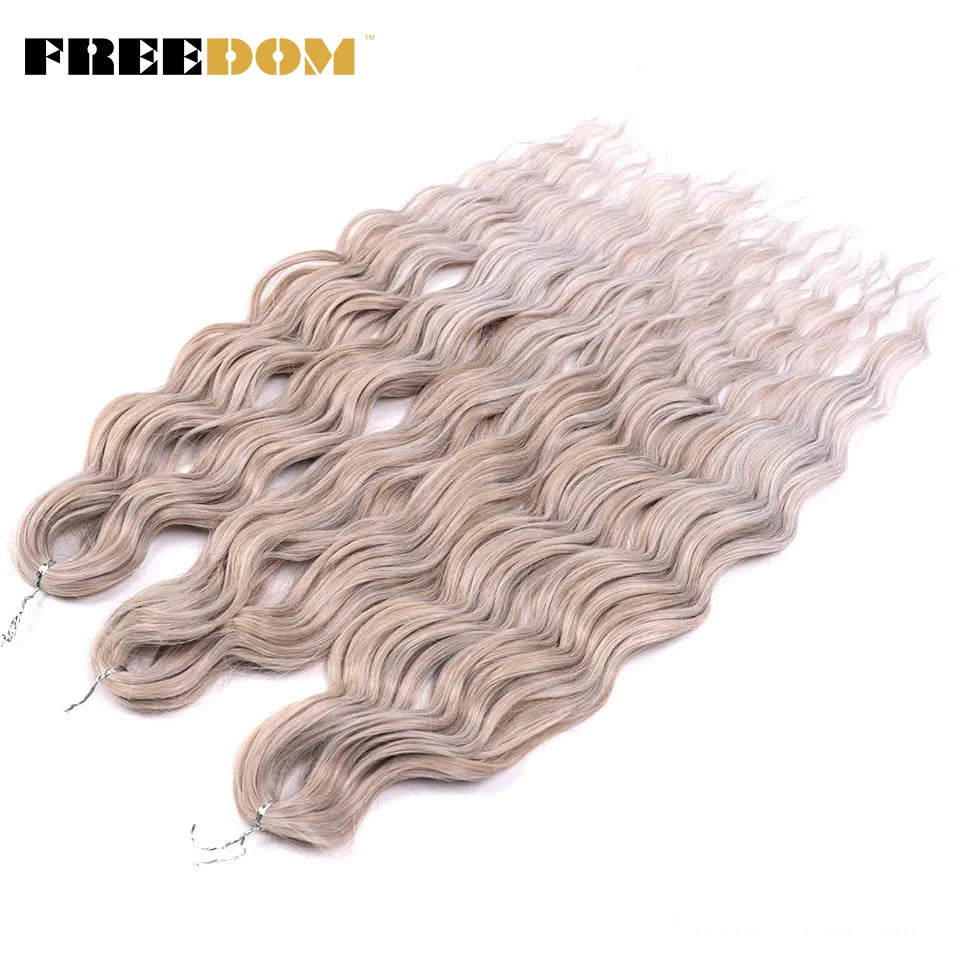 Synthetic Loose Deep Wave Braiding Hair Extensions 24 Inch Deep Curly Twist Crochet Braid Hair Ombre Blonde Brown Anna Hair