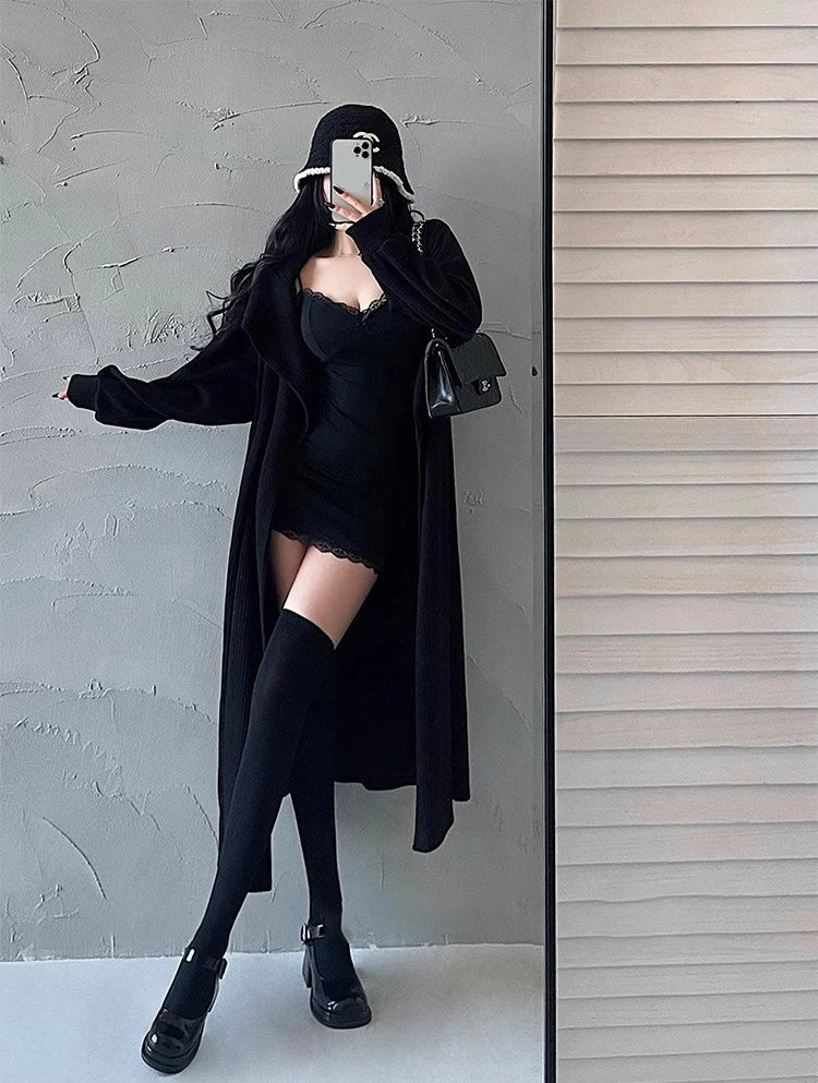 Y2K Retro Lace Patchwork Spaghetti Strap Black Bodycon Dress Mini Fashion Aesthetic Bow Club Party Sexy Dresses for Women Viralgem Store