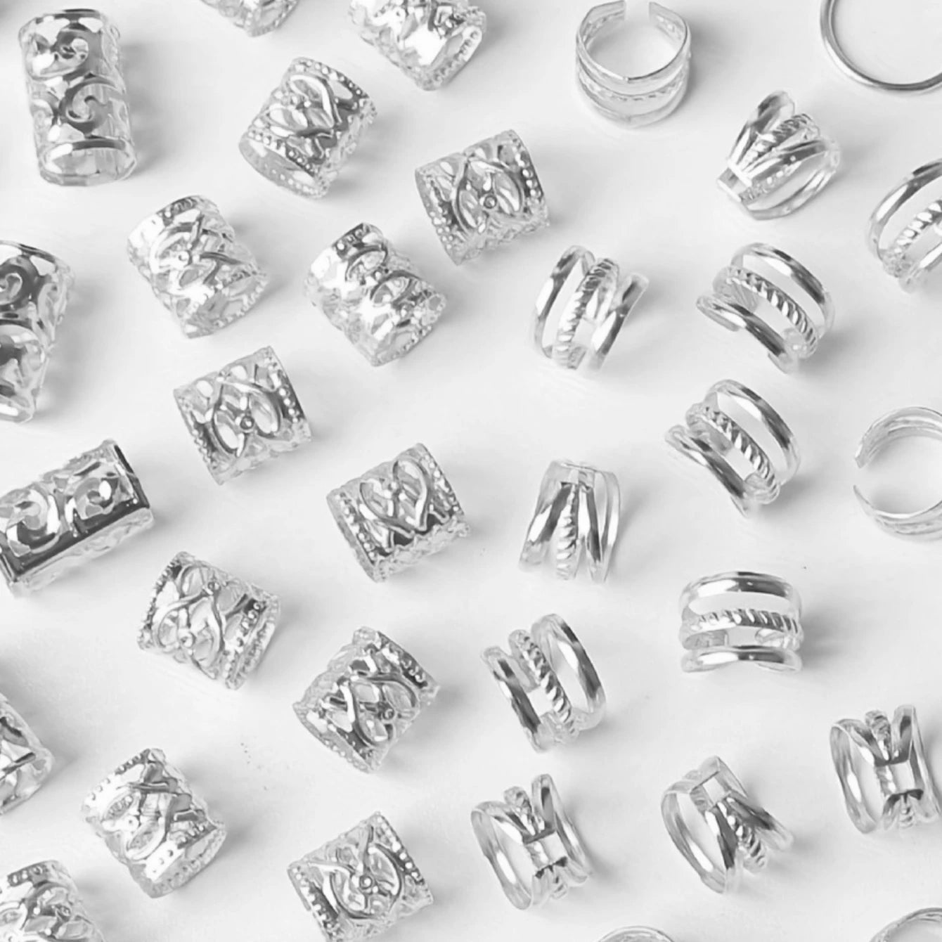 80PCS/Set Vintage Hollow Hair Rings Alloy Hair Cuff Hair Pins Loops Hair Accessories Loc Hair Jewelry for Braids Viralgem Store