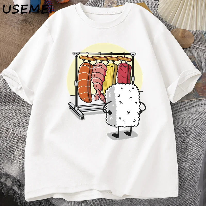 Sushi Wardrobe T Shirt Women Men Funny High Quality T-shirt Cotton Graphic T Shirts Loose Short-sleeve Pritned Tshirt Man Tops Freshlook Styles