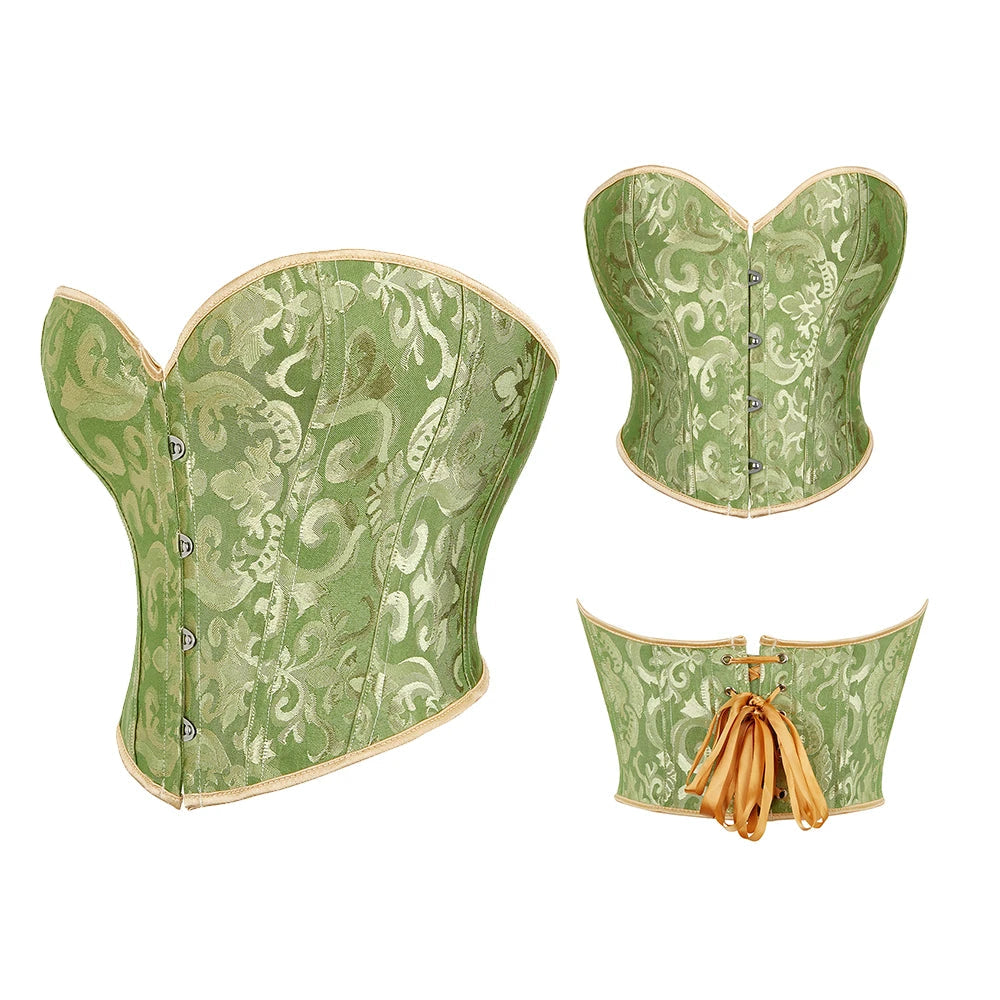 Women Steampunk Corset Bustier Overbust Lingerie Sexy Corselet Lace Up Plus Size Brocade Crop Tops Vest Female Gothic Costume Viralgem Store