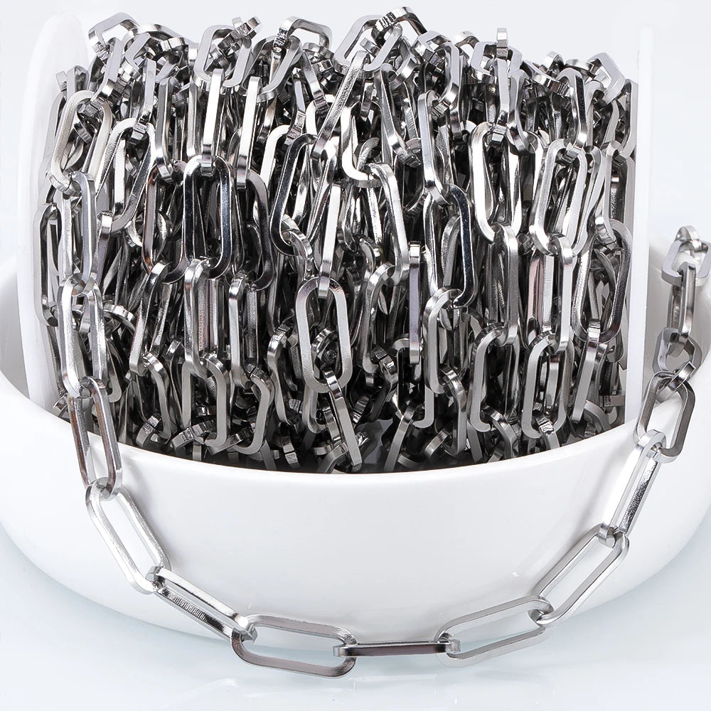 1M Stainless Steel Big Oval Cross Small Circle Link Chains Heavy Chunky Punk Chain DIY Jewelry Making Supplies Necklace Bracelet Viralgem Store