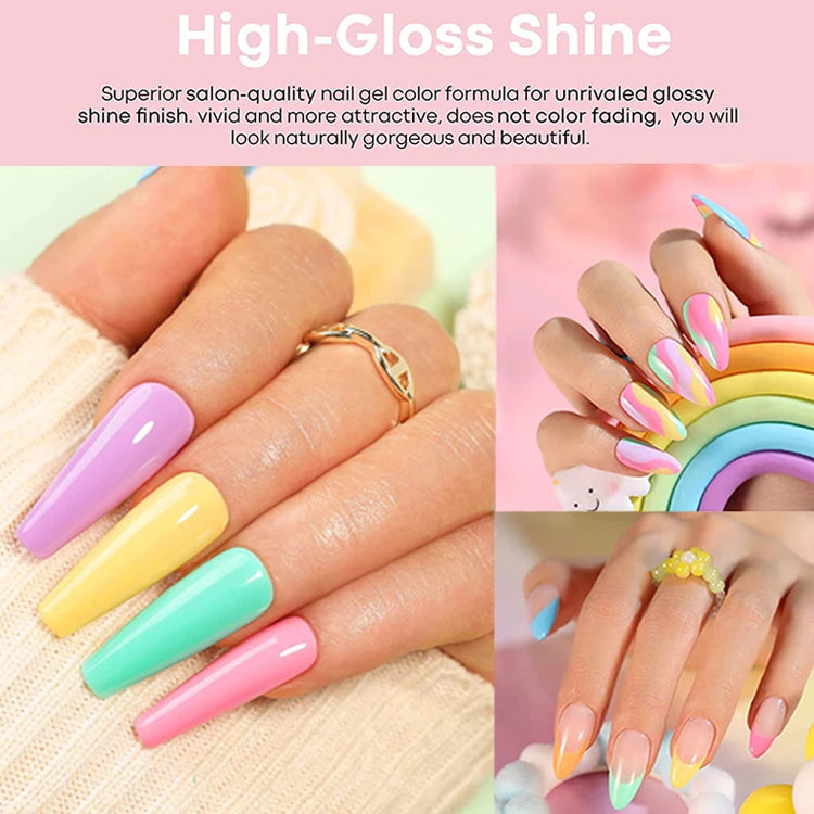 YOKEFELLOW  Pastel Gel Nail Polish Set 6 Colors Spring Summer Macaron Gel Nail Kit Soak Off Nail Art DIY Manicure Gift for Girl Viralgem Store