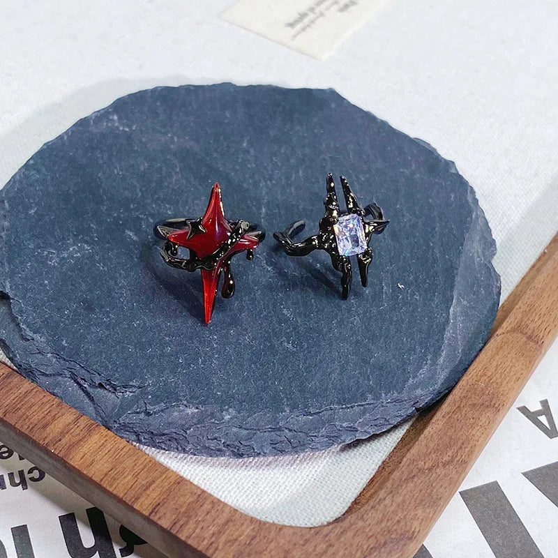 2025 Dark Gothic Irregular Zircon Adjustable Unisex Ring