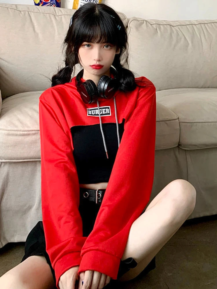 With Hat Hoodies Women Basic Design Young Korean Fashion Mujer All-match Teens Simple Cool Loose Y2k Cozy Street Wear Popular