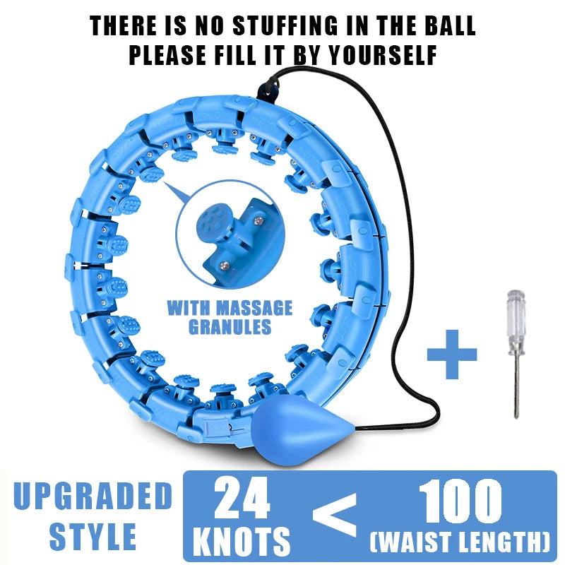 Weighted Fitness Hoop for Adults & Kids Detachable Knots Abdomen Weight Loss 2 in 1 Abdomen Fitness Weight Loss Massage