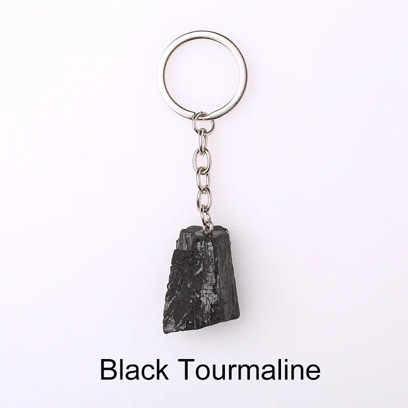 20pcs Natural Rough Raw Stone Crystal Quartzs Keychain Women Men Handbag Hangle Car Key Holder Raw Mineral Stone KeyRing Jewelry Viralgem Store