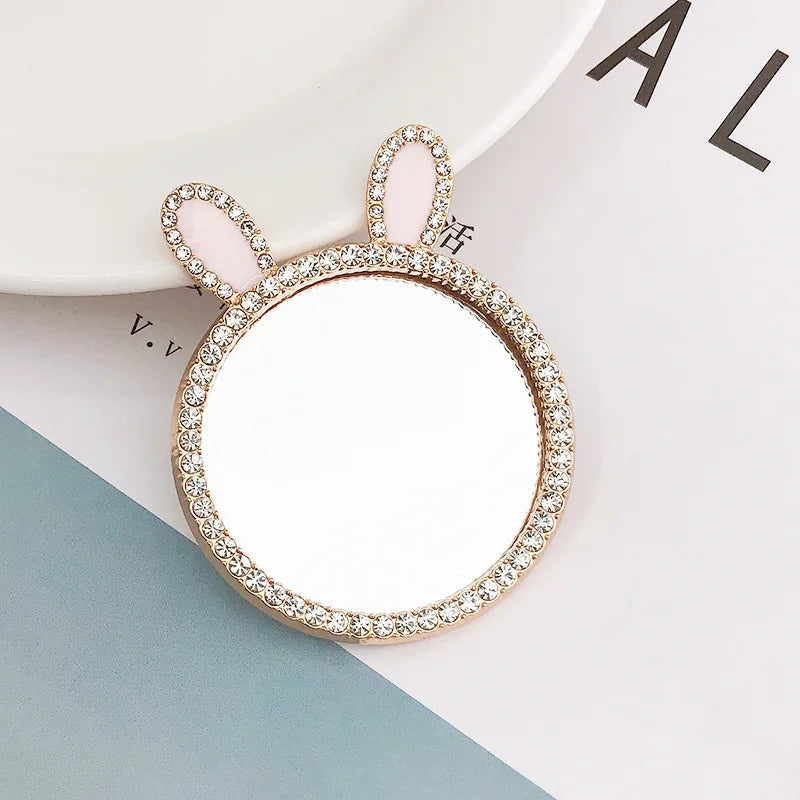 2pcs Round Mini Cute Love Heart Make Up Mirror For Mobile Phone Accessories Self-Adhesive Sticker DIY Phone Decoration Crafts Viralgem Store