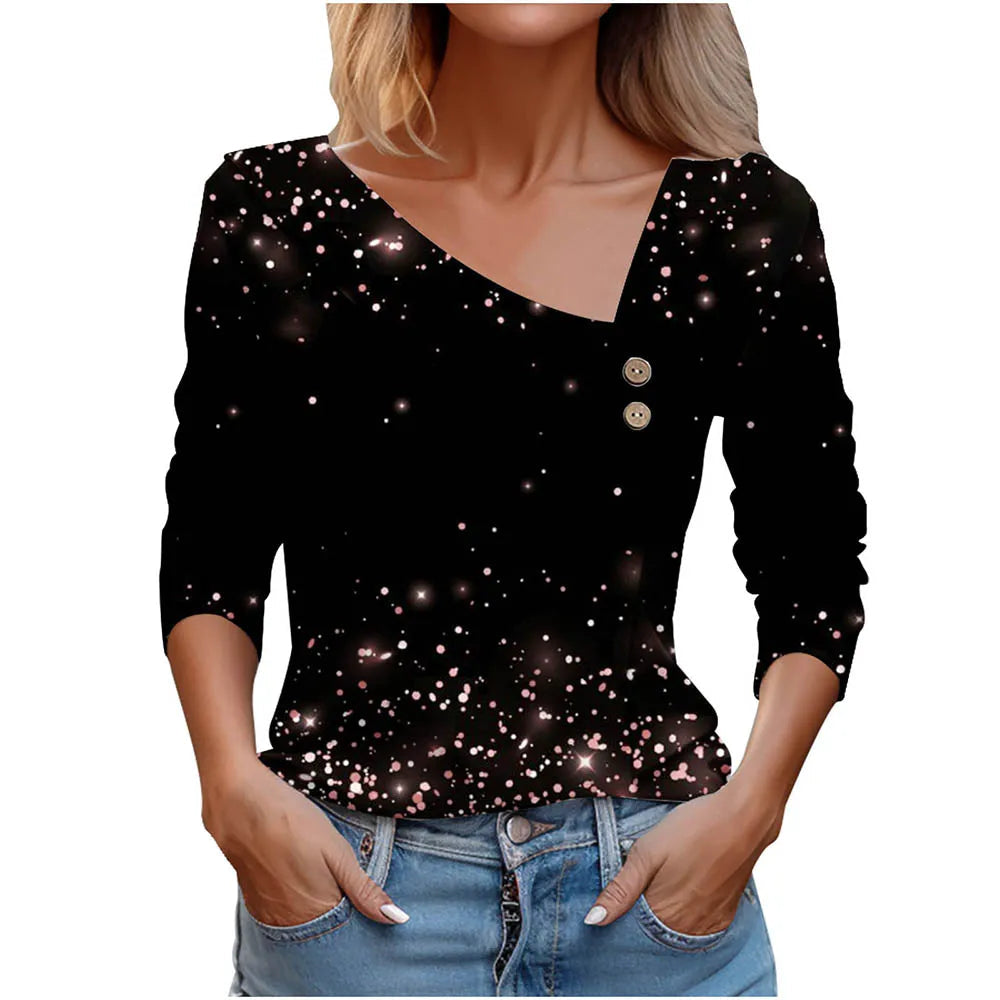T Shirt For Women Fashion Long Sleeve Top White Floral Print Shirts And Blouses Autumn Winter Clothes For Women 2024 Viralgem Store