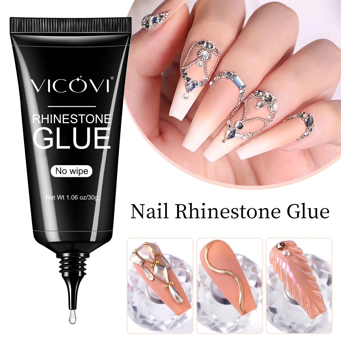 Strong Adhesive Nail Glue For Press On False Nail Tips Acrylic Fake Nails Long-lasting Transparent Nail Rhinestone Glue
