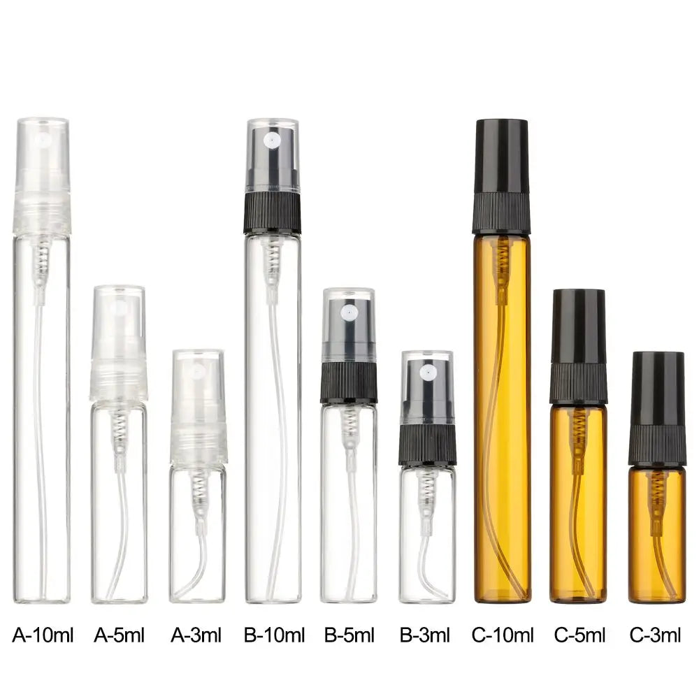 3/5/10ml Mist Spray Bottle Spray Pump Bottle Travel Refillable Glass Perfume Bottle Refillable Leak Proof Bottle Container