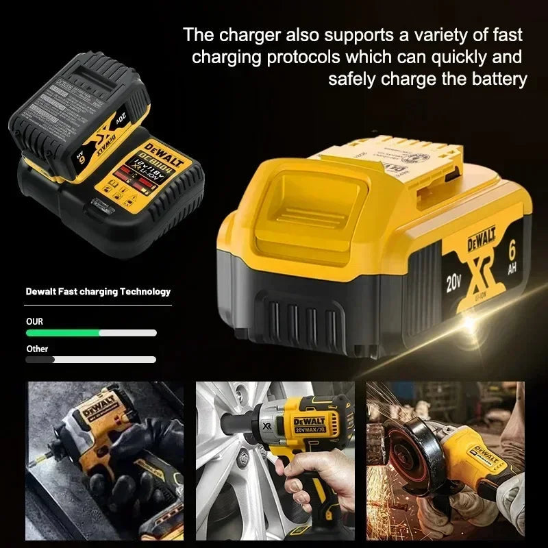100% Original DEWALT 🔋 20V/60V MAX XR Rechargeable Tool Battery 6Ah/9Ah Compatible with DCB200 Series for Dewalt Tools 👍 Viralgem Store
