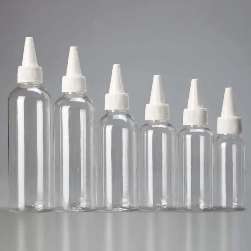 50Pcs 10ml/20ml/30ml/50ml/100ml Clear Plastic Dropper Bottles Applicator With Twist Top Cap For Hair Oils Lotion Makeup Liquid