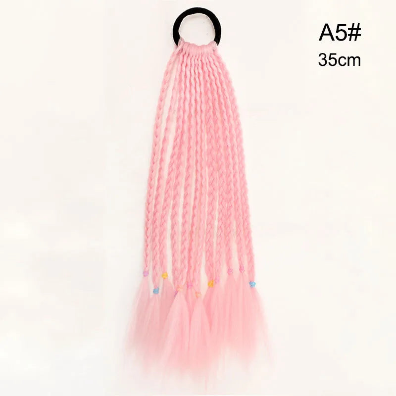 35cm Girl Thicker Wig Ponytail Hair Ropes Kids Twist Braid Rope Headdress Hair Braider Elastic Hair Band Rubber Hair Accessories Viralgem Store