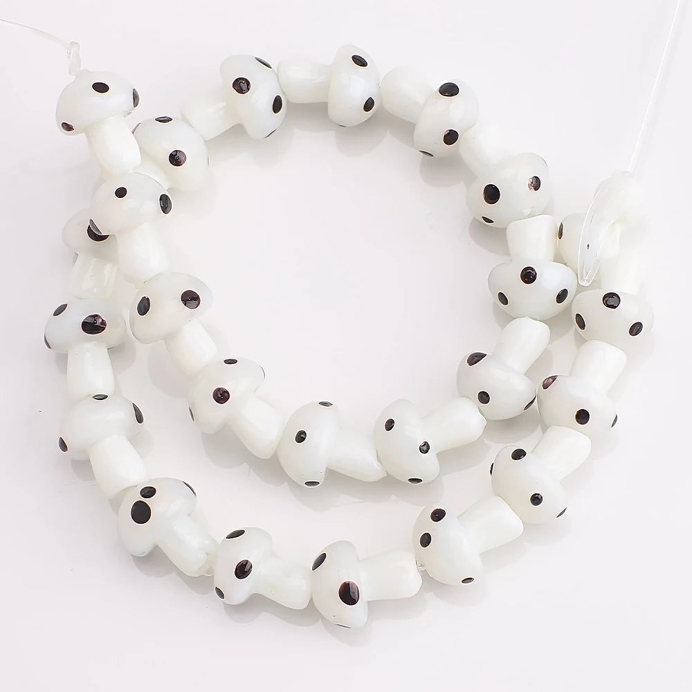 10Pcs 10x13mm 12x16mm 15x20mm Mushroom Shape Lampwork Glass Loose Beads for DIY Crafts Jewelry Making Earing Necklace Accessory