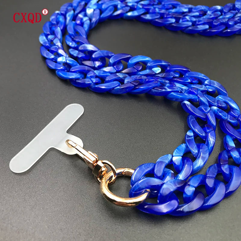 120cm Bevel Design Anti-lost Phone Lanyard Rope Neck Strap Colorful Portable Acrylic Cell Phone Chain Accessories Gifts Outdoor Viralgem Store